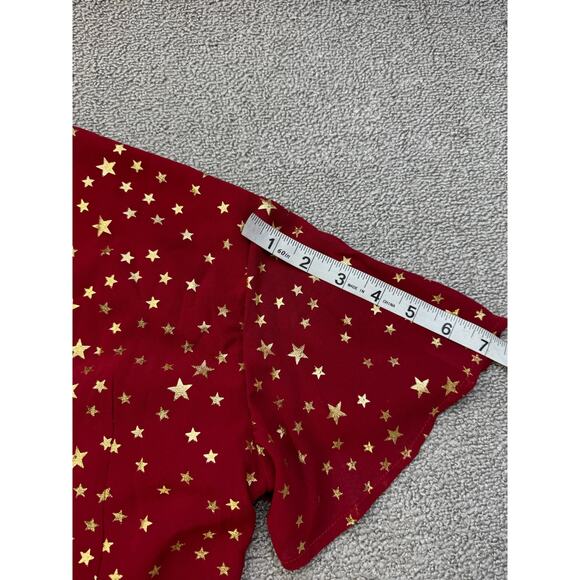 Boohoo Star Print Cut Out Skater Dress Red Gold US Size 8 - Picture 11 of 11